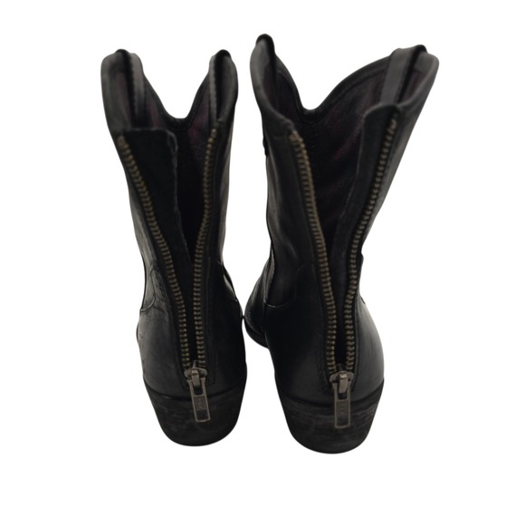 Born‎ Black Leather Ankle Cowboy Boots Women's M Zip Back Western Ranchcore Moto - Picture 11 of 12
